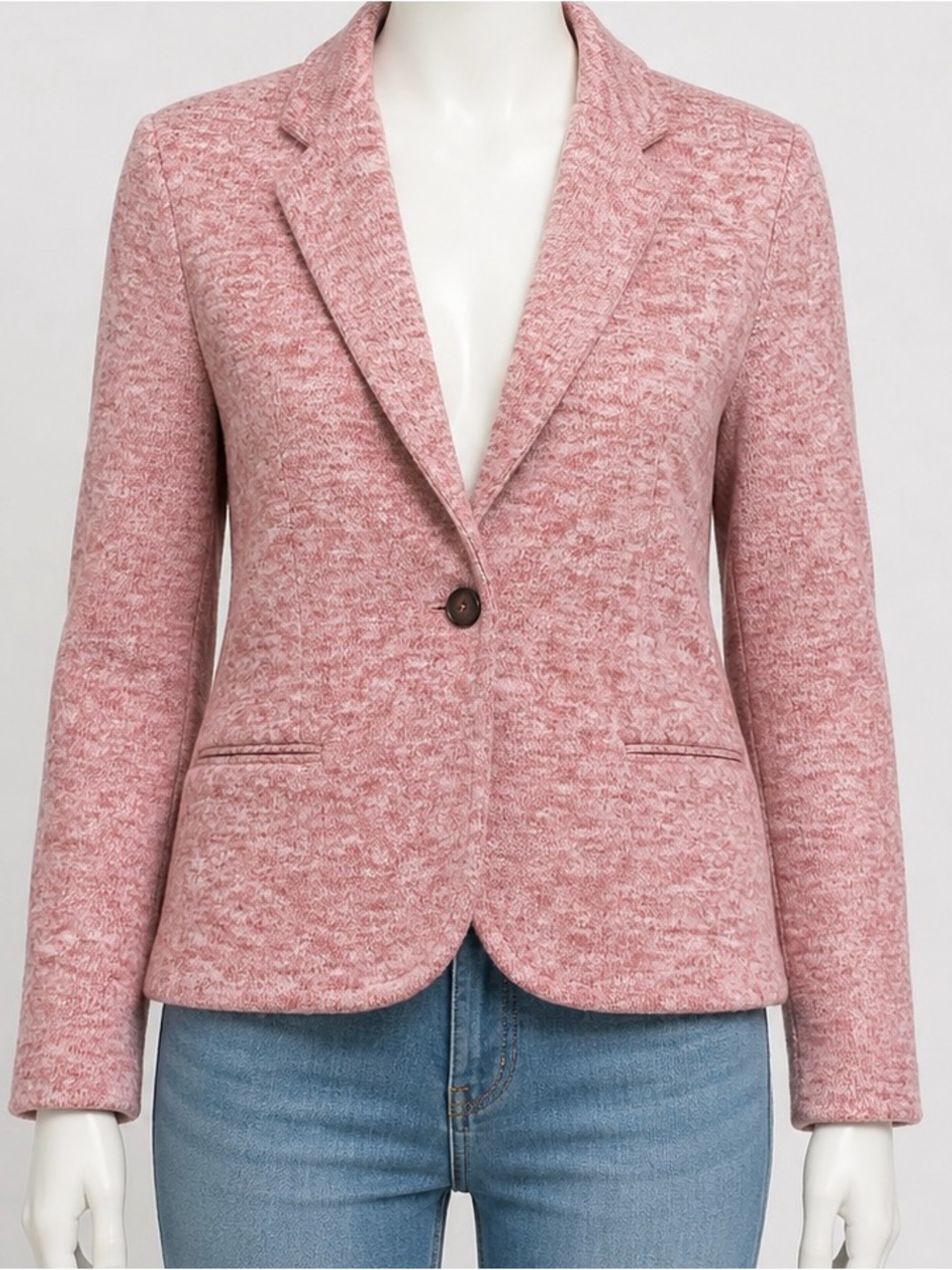 Land’s End Women's Pink Textured Single-Button Blazer Jacket/Cotton blend. XL